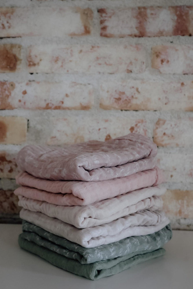 Set de deux langes rose poudré