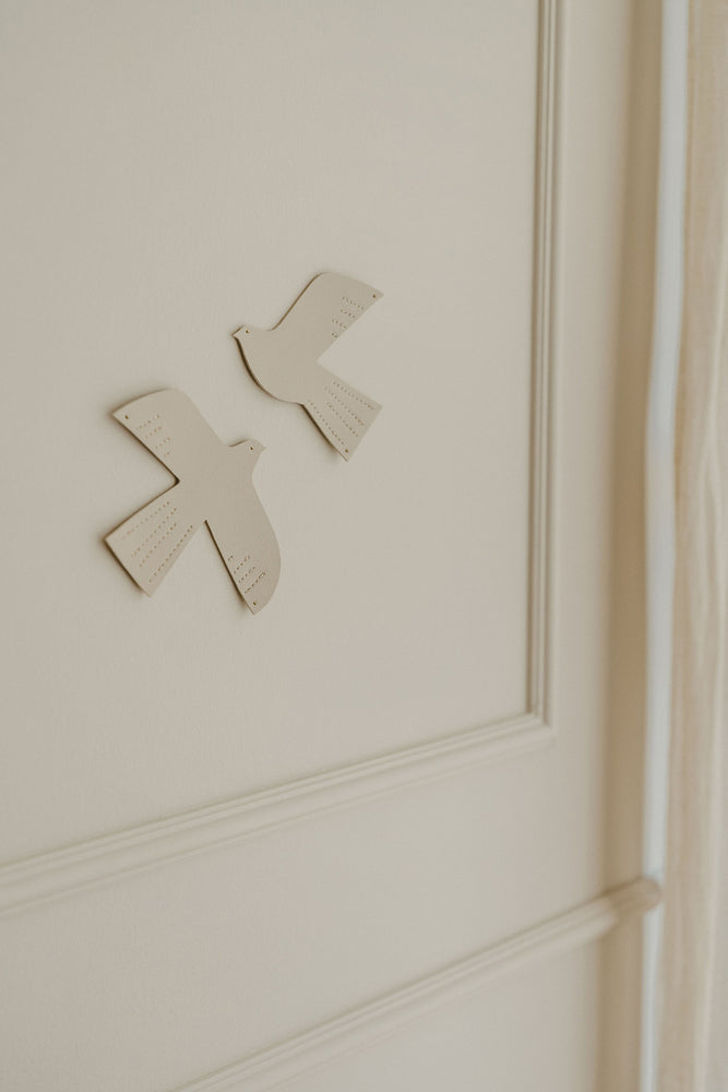 Oiseau en cuir - taille M - beige