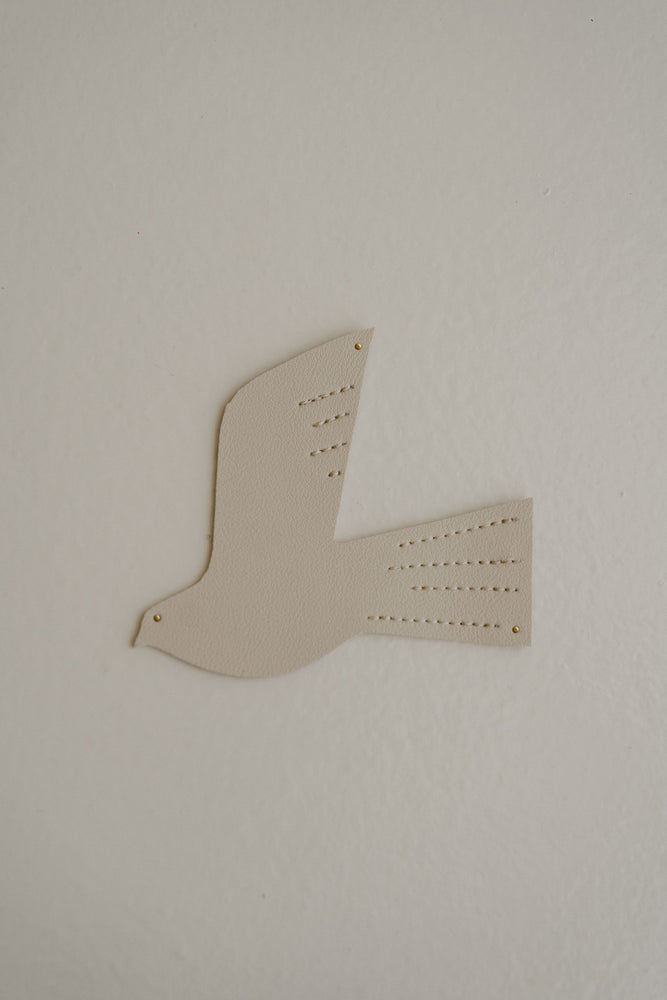 Oiseau en cuir - taille S - Beige