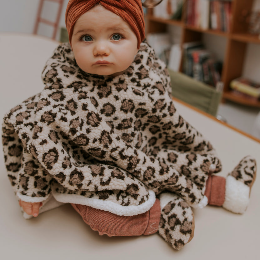 Poncho bébé teddy léopard