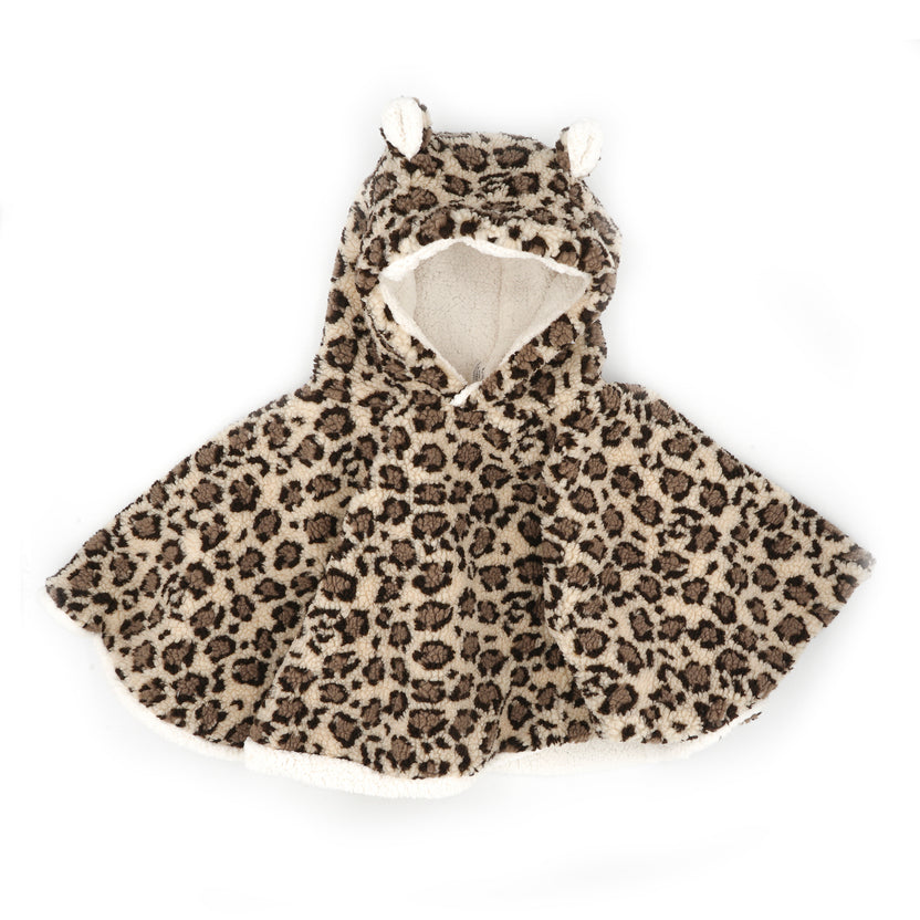 Poncho bébé teddy léopard