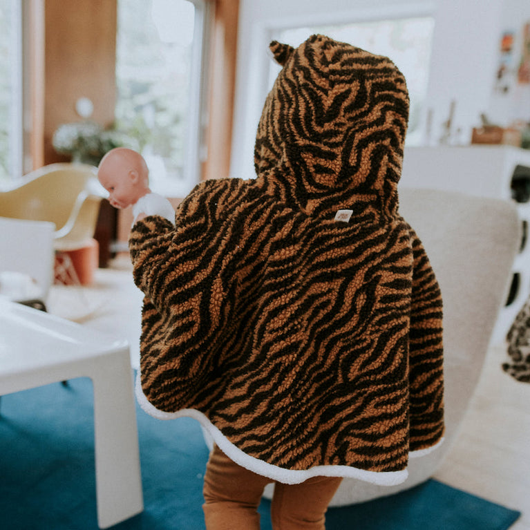 Poncho bébé teddy - tigre