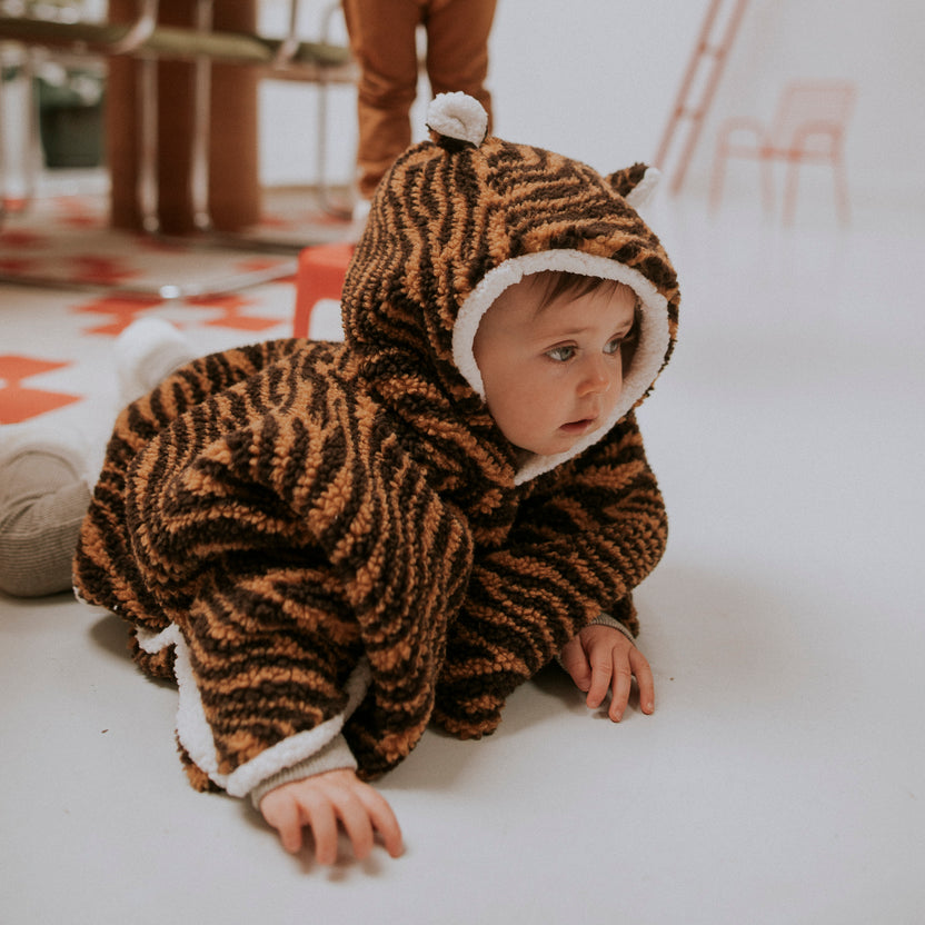 Poncho bébé teddy - tigre