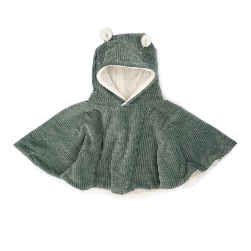 Poncho bébé velours - kaki