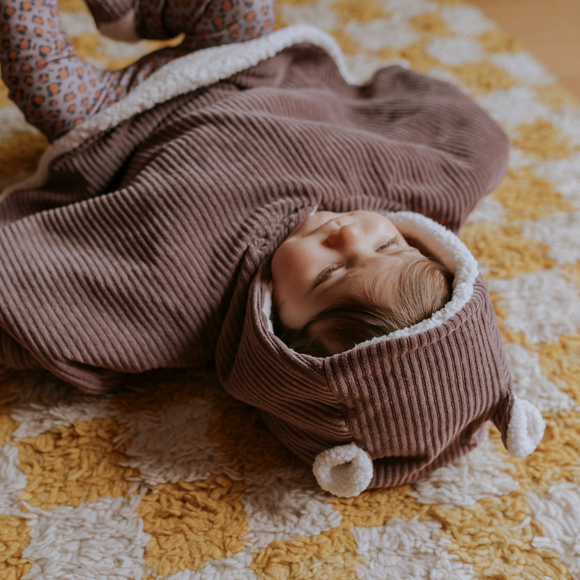 Poncho bébé velours - parme