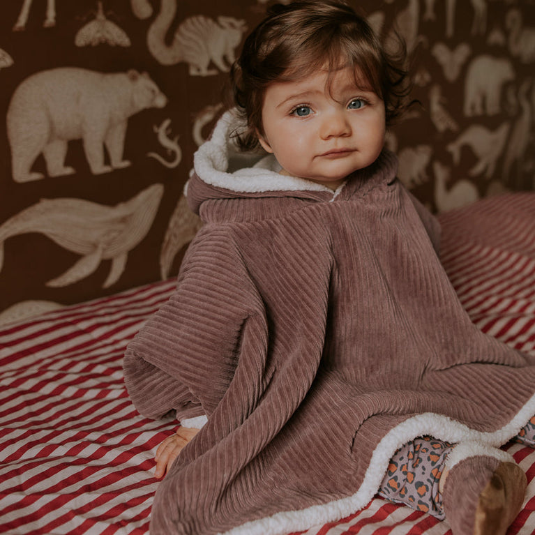 Poncho bébé velours - parme