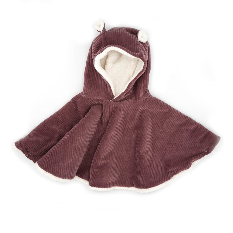 Poncho bébé velours - parme