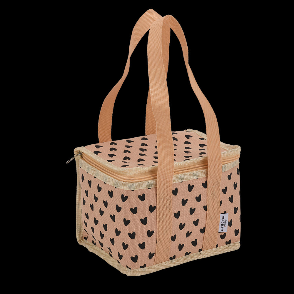 Sac de transport isotherme toile de coton - coeurs saumon