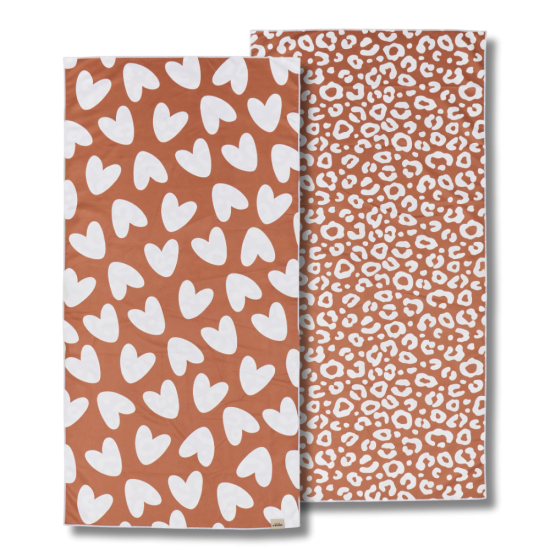Serviette microfibre - léopard blanc / marron