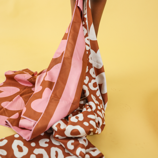 serviette microfibre rose / marron