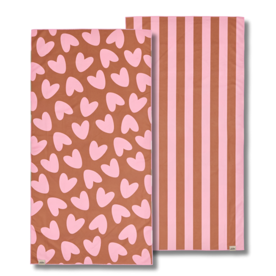 serviette microfibre rose / marron