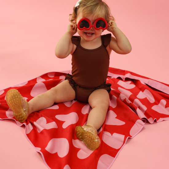 Serviette microfibre rose / rouge