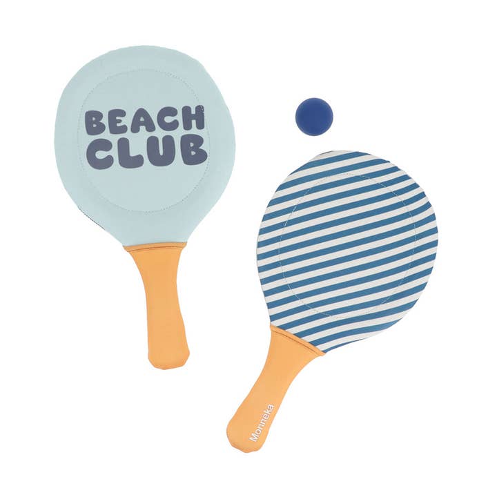 Raquettes de plage en néoprène Rayures Blues & Beyond avec une balle