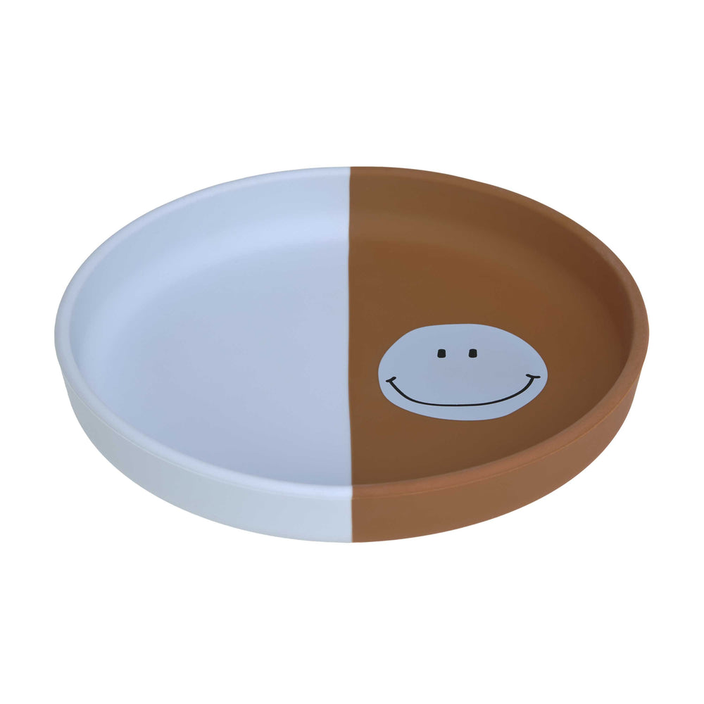 Assiette en silicone enfants - Happy Rascals, Smile bleu ciel