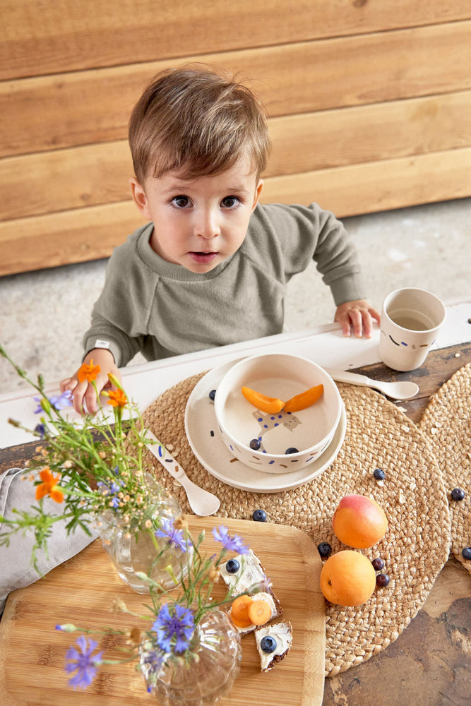 Coffret repas enfants (assiette, bol, tasse, cuillère), Little Mateys royal bleu