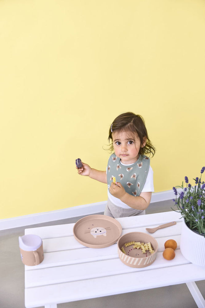 Coffret repas enfants (assiette, bol, tasse, cuillère) - Tiny Team, Chat