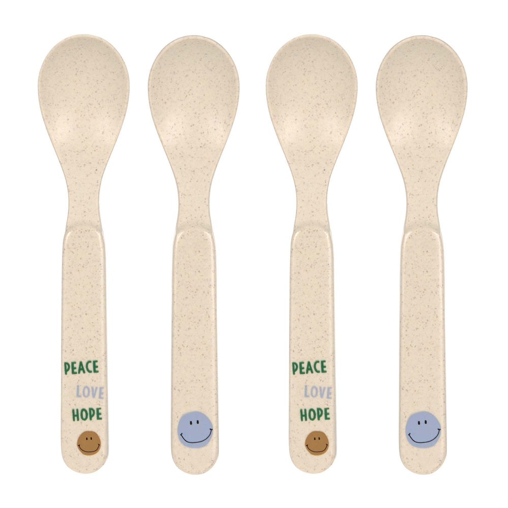 Lot de 4 cuillères - Happy Rascals, Smile bleu ciel