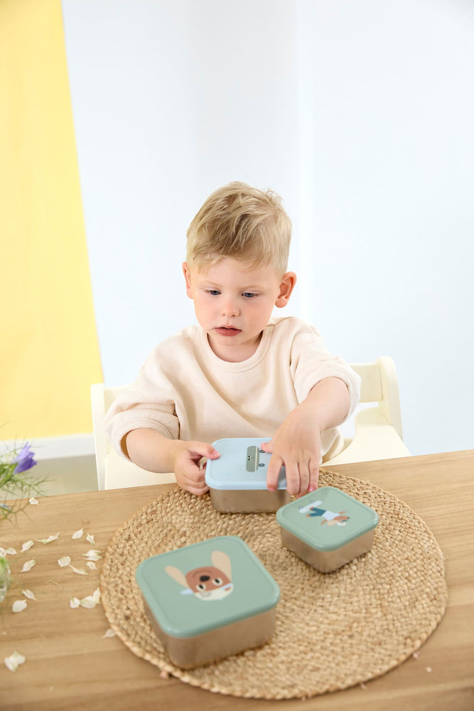 Lot de 3 boîtes à goûter inox - Tiny Team, Chien