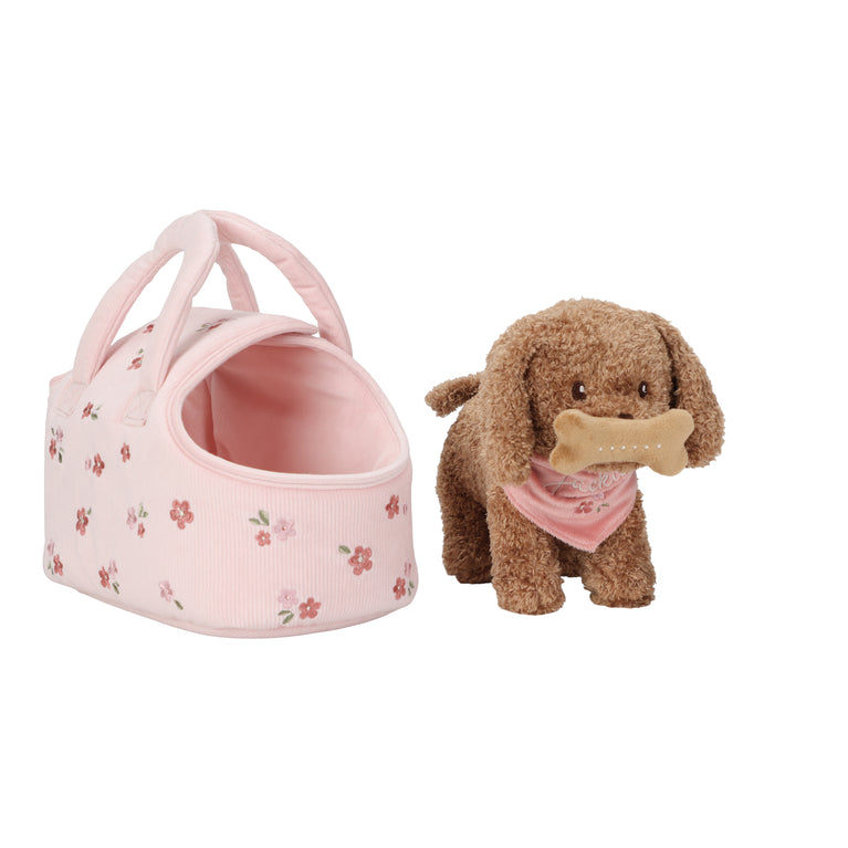 Peluche chien avec sac de transport - Jackie
