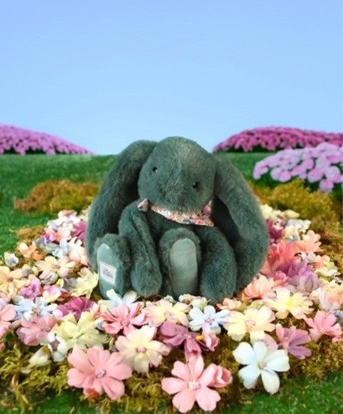 Peluche lapin vert 25 cm - Lapin Fleurette