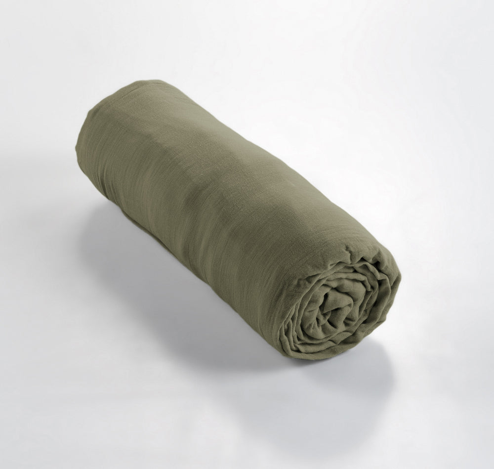 Drap housse 90 x 190 cm Gaze de coton - GAÏA Romarin