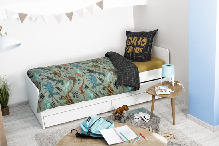 Parure de lit (Housse de couette + 1 Taie d’oreiller) 140 x 200 cm Coton imprimé TRIAS