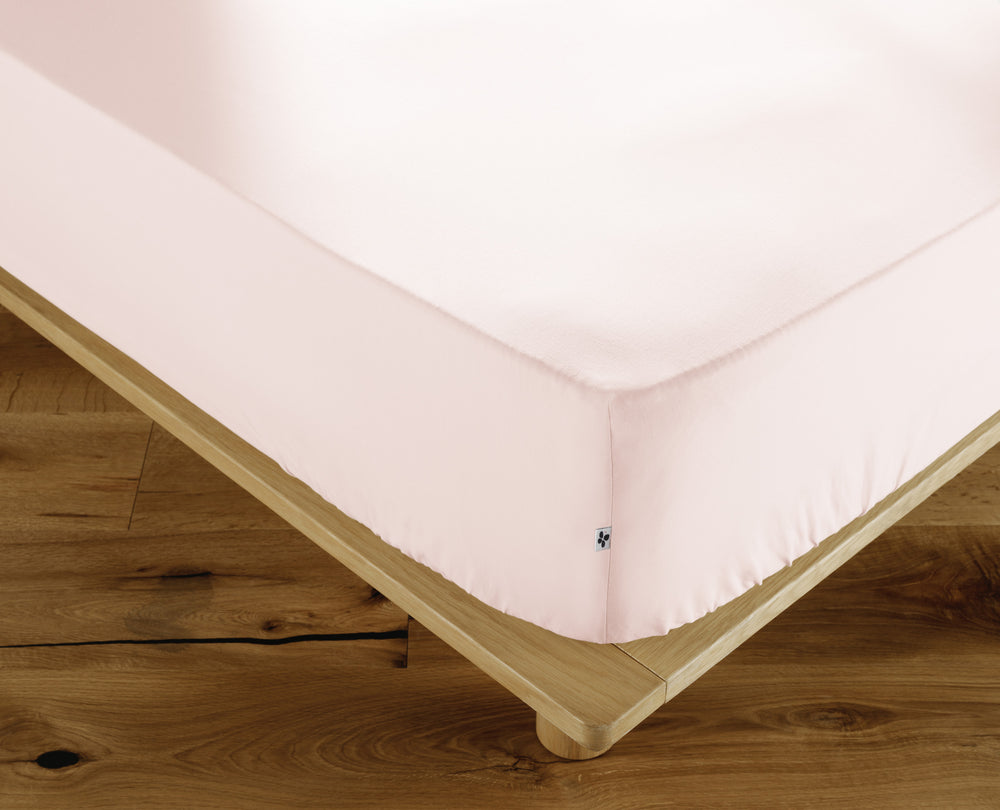 Drap housse 90 x 190 cm Coton 57 fils AMBRE Barbe à papa