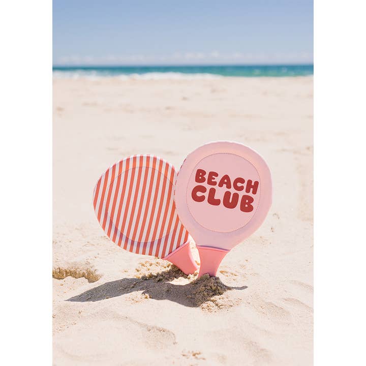 Raquettes de plage en néoprène Stripes Bloom & Blush avec balle