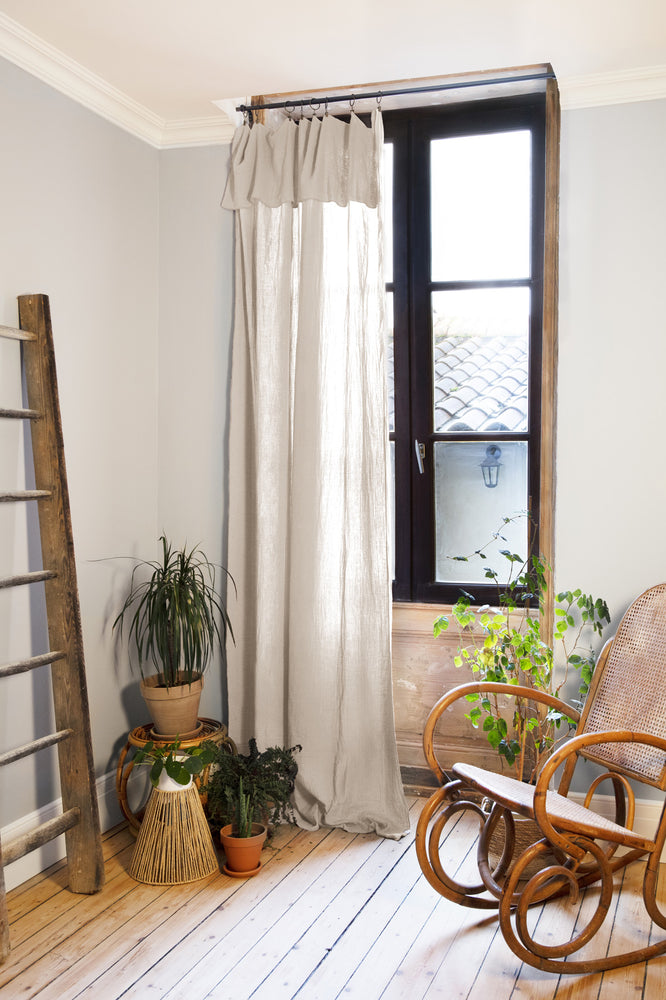 Rideau ajustable + 8 anneaux pince 140 x 300 cm Gaze de coton unie GAÏA Pampa