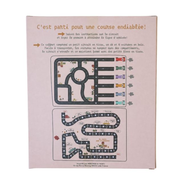 Tapis de jeu circuit de voiture en tissu à emporter