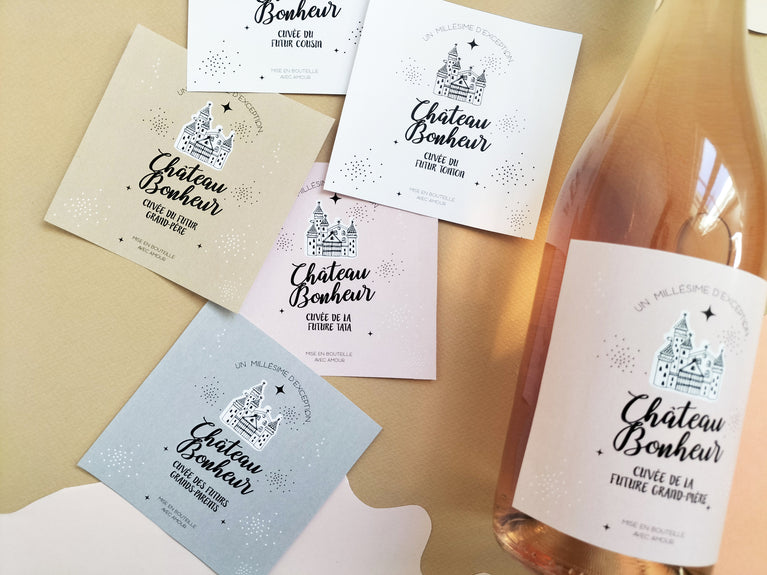 GRANDS-PARENTS Étiquette Vin Annonce Grossesse