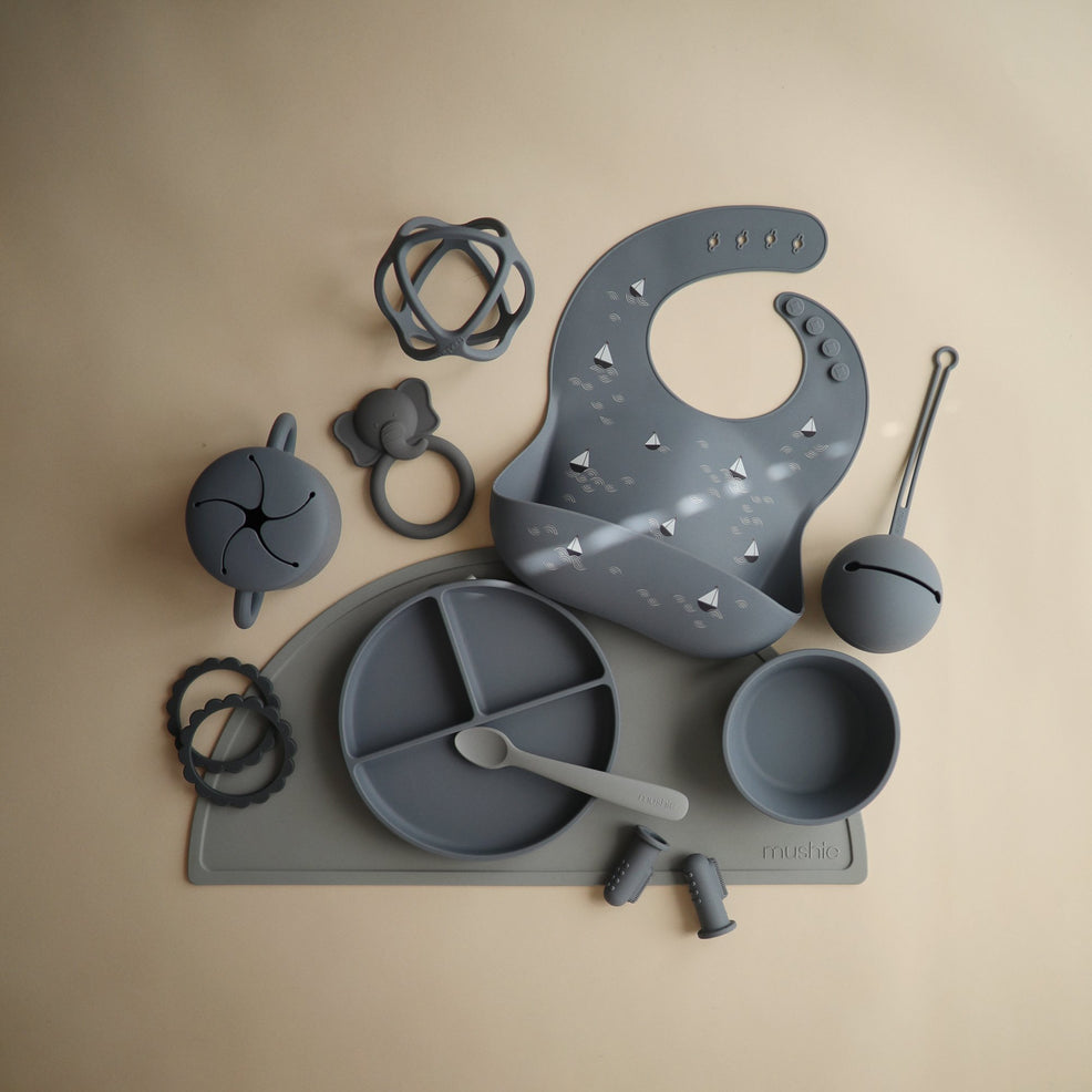 Assiette silicone bleu