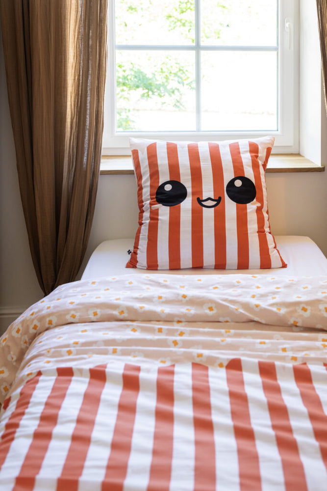 Parure de lit (Housse de couette + 1 Taie d’oreiller) 140 x 200 cm Coton imprimé FRESH POPCORN