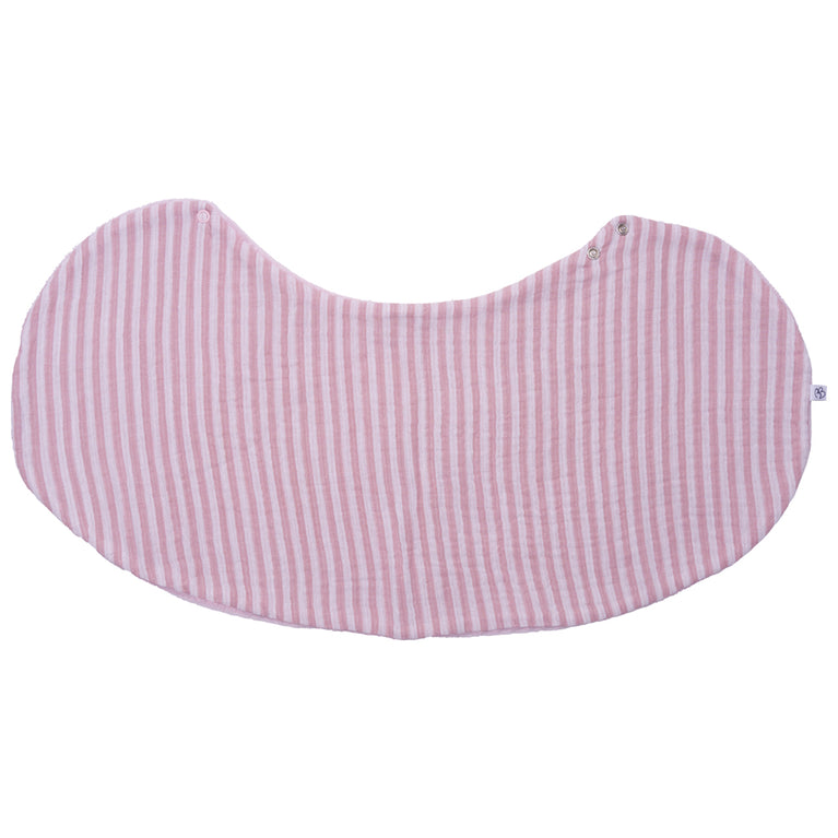 Bavoir 2 en 1 bi-matière (bavoir/ épaule) rayé vieux rose
