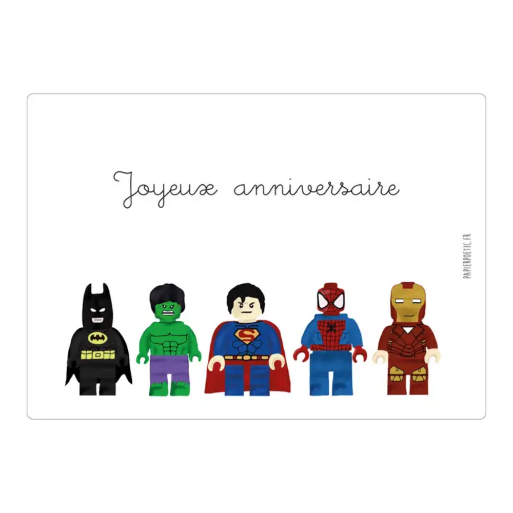 Carte anniversaire super-héros pour enfants