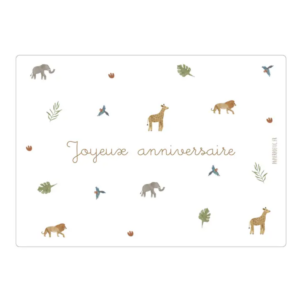 Carte anniversaire "safari'