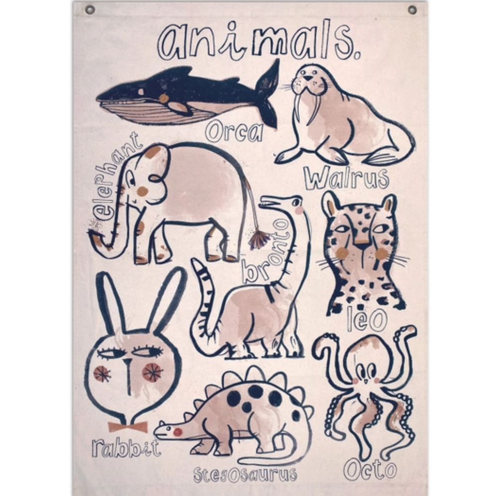 toile mural coton biologique - animaux