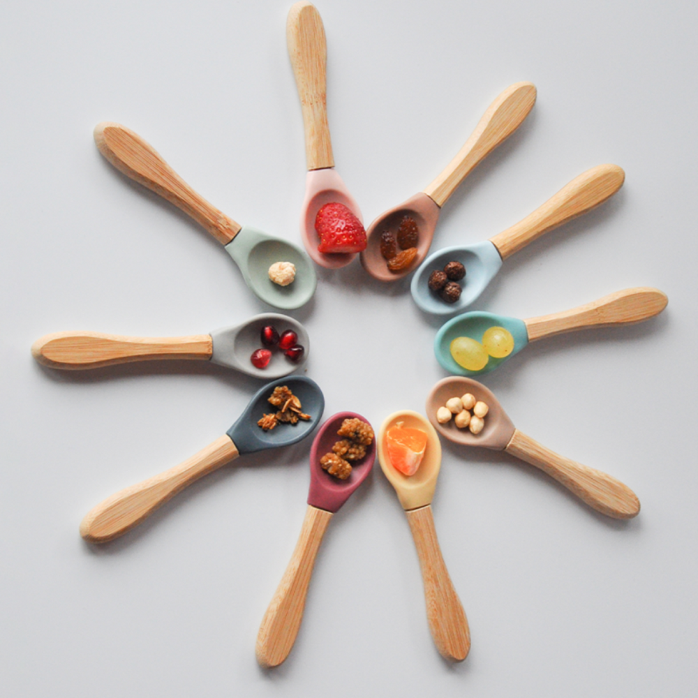 Couverts silicone/bambou tilleul