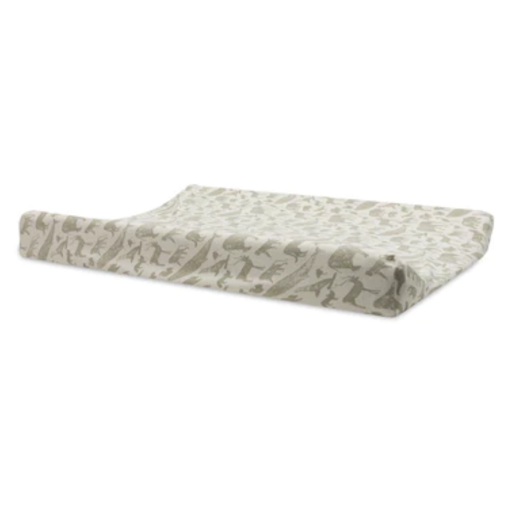 Housse matelas à langer - Animaux vert olive