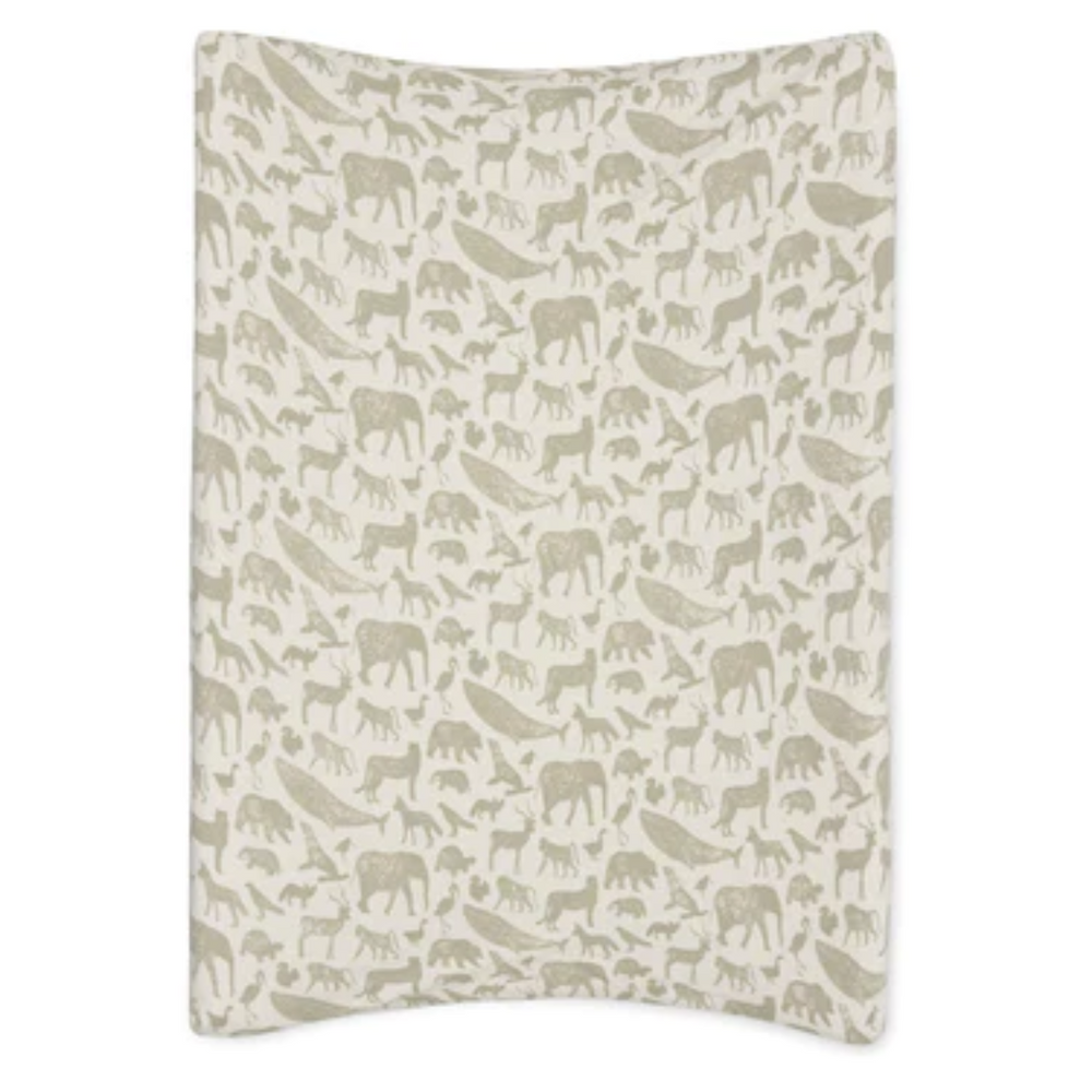 Housse matelas à langer - Animaux vert olive