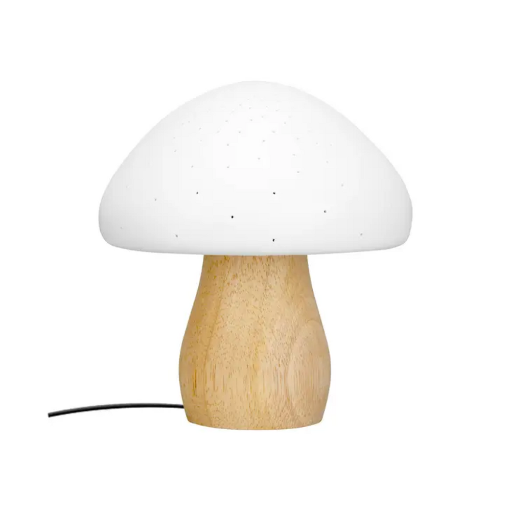 Lampe champignon - bois et faïence