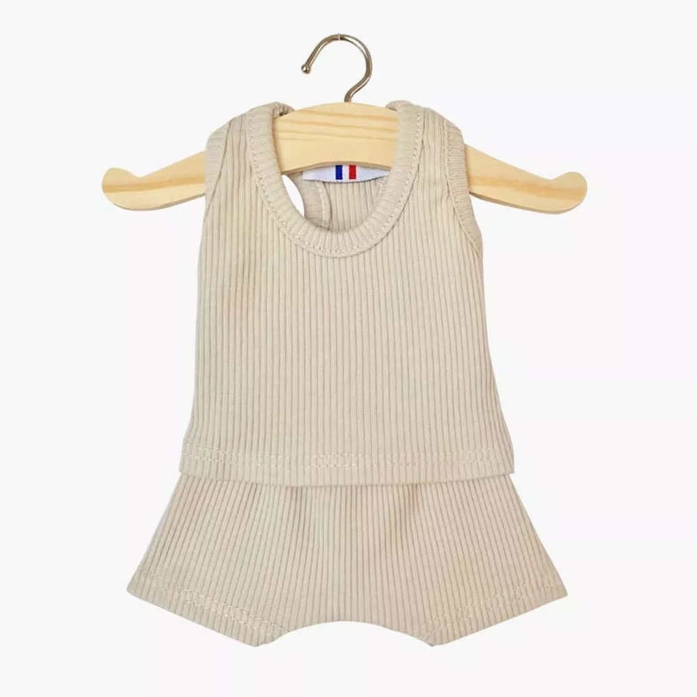 Habit poupon 34/37 cm - Dessous garçon marcel en maille couleur lin