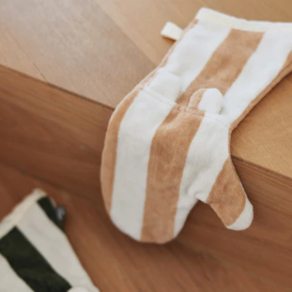 Gant de Toilette Éponge Stripe Biscuit