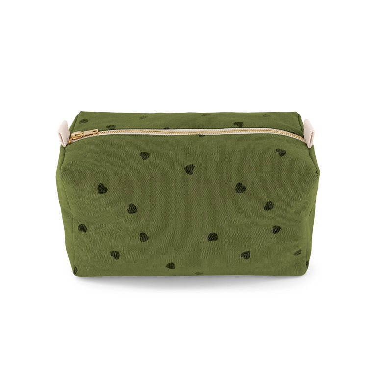Trousse de toilette coeur - kaki