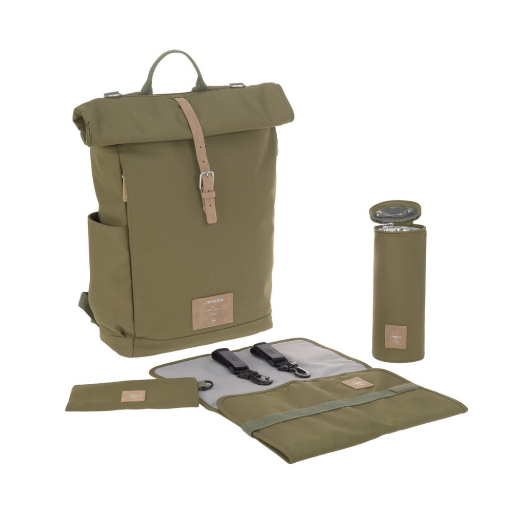 Sac à dos à langer Rolltop, Olive