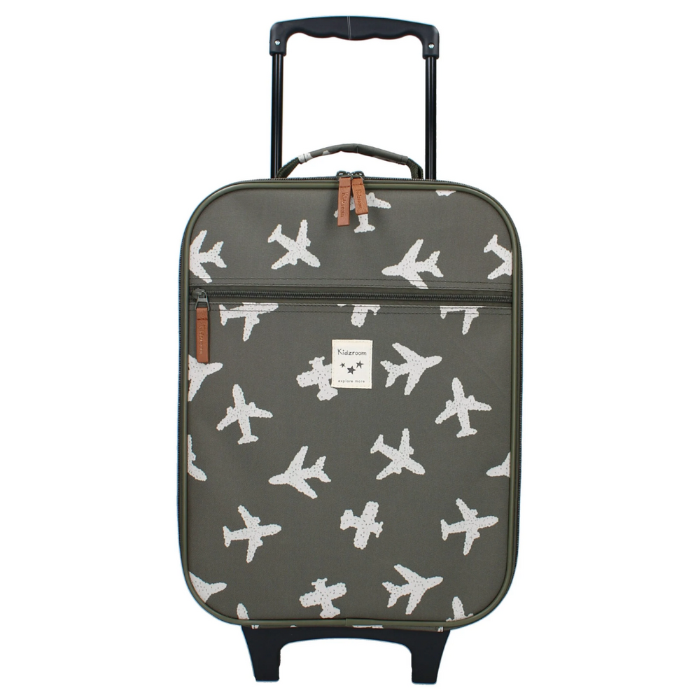 Valise à roulettes enfant – Avions kaki