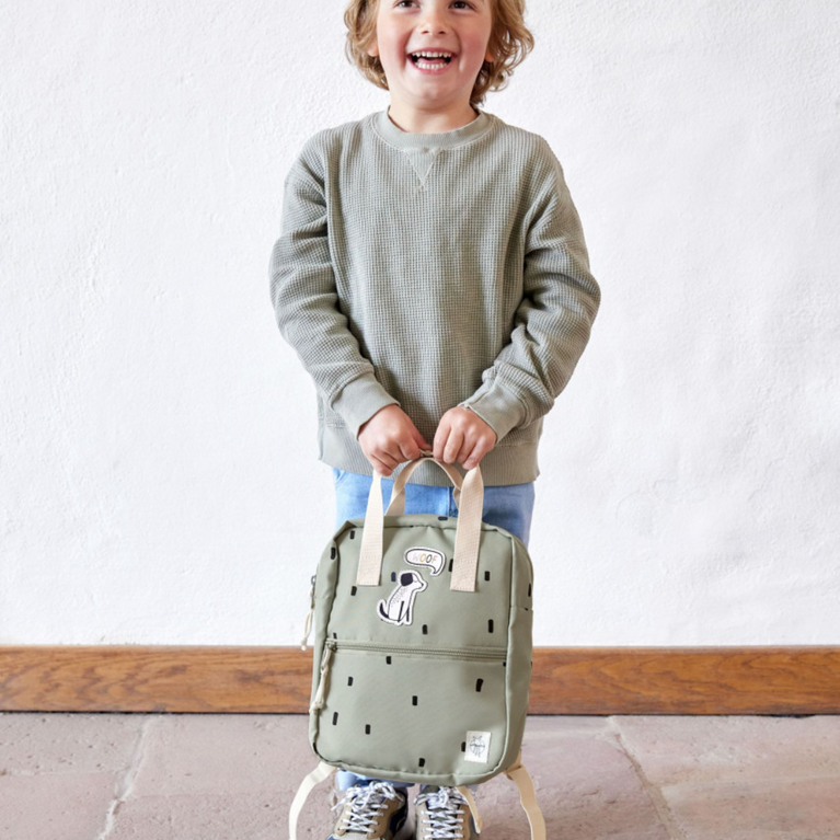 Sac à dos carré de la maternelle - Happy Prints, olive