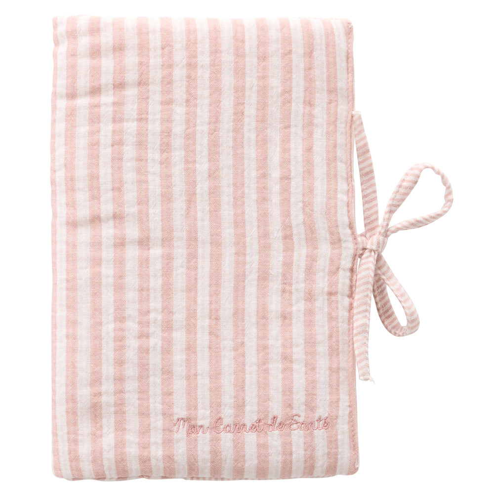Protège-carnet de santé rayé vieux rose – Soft Stripes