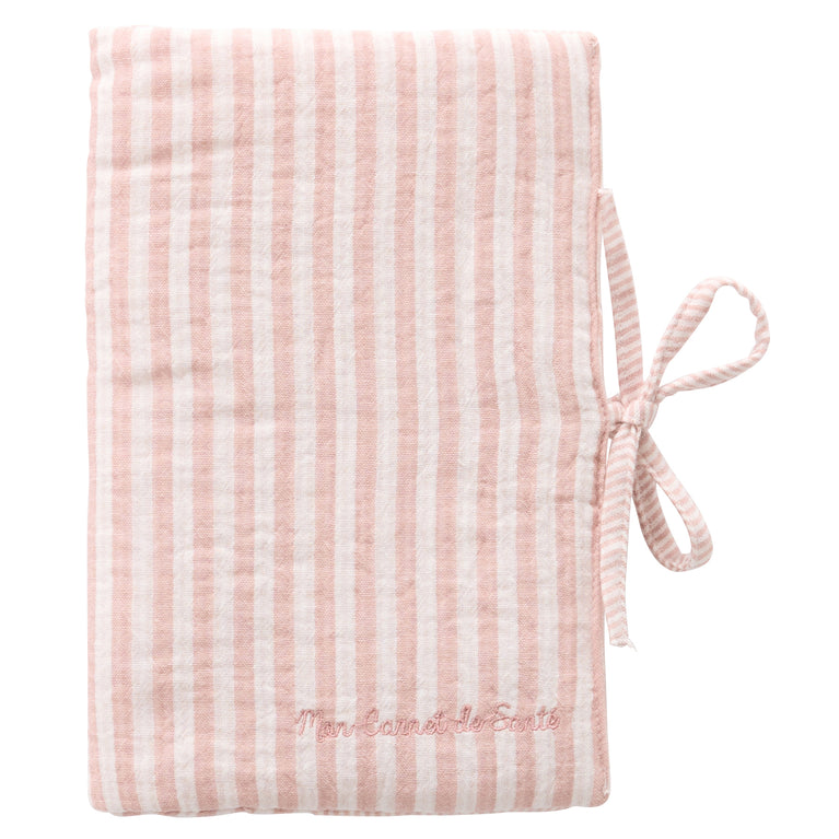 Protège-carnet de santé rayé vieux rose – Soft Stripes