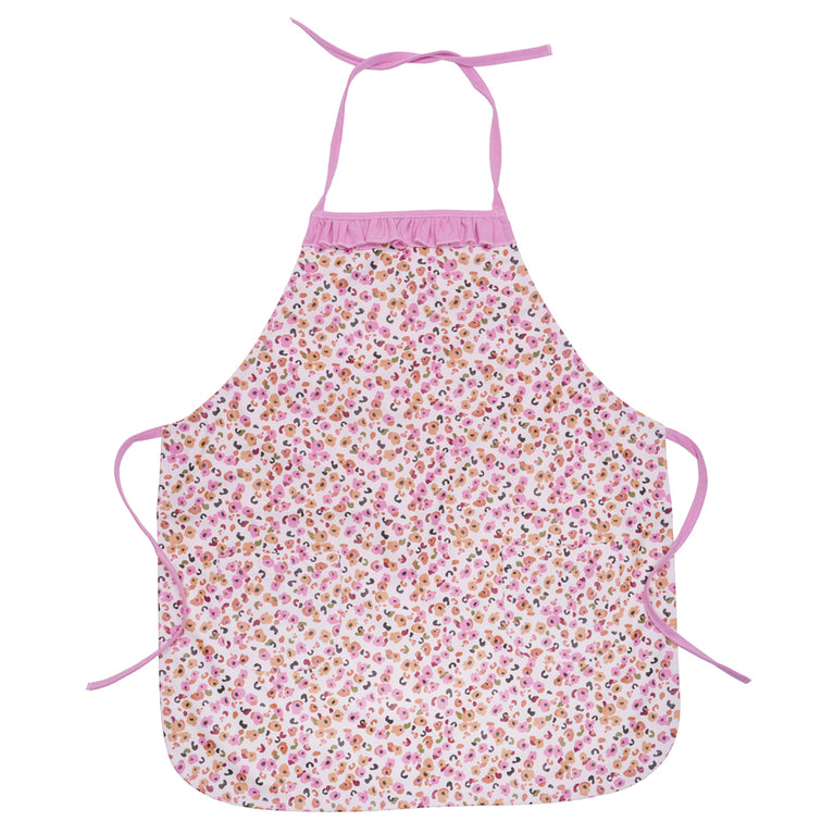 Tablier de cuisine froufrou en tissu imperméable léopard